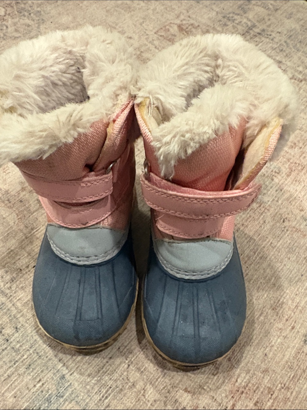 OshKosh B'gosh Pink and Blue Kids Snow Boots with Faux Fur Cuff